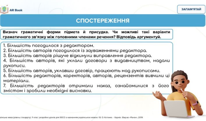 Варіанти граматичного зв'язку підмета й присудка - 11 клас українська мова  | Market AR_Book Info